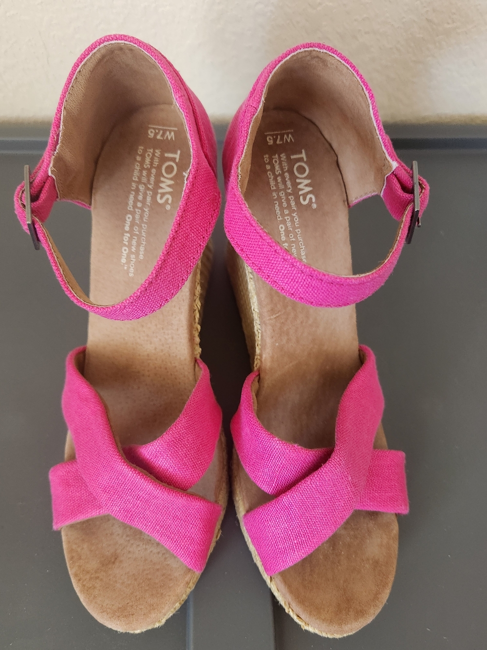 TOMS Women's Pink Espadrille Wedge Sandals